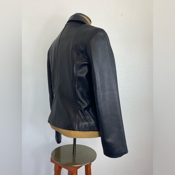 Nine West 90’s Y2K Vintage Classic Buttery Soft Leather Jacket M Brass Button - Picture 12 of 13